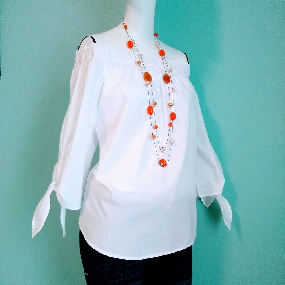 H&M White Peasant top Sz 4